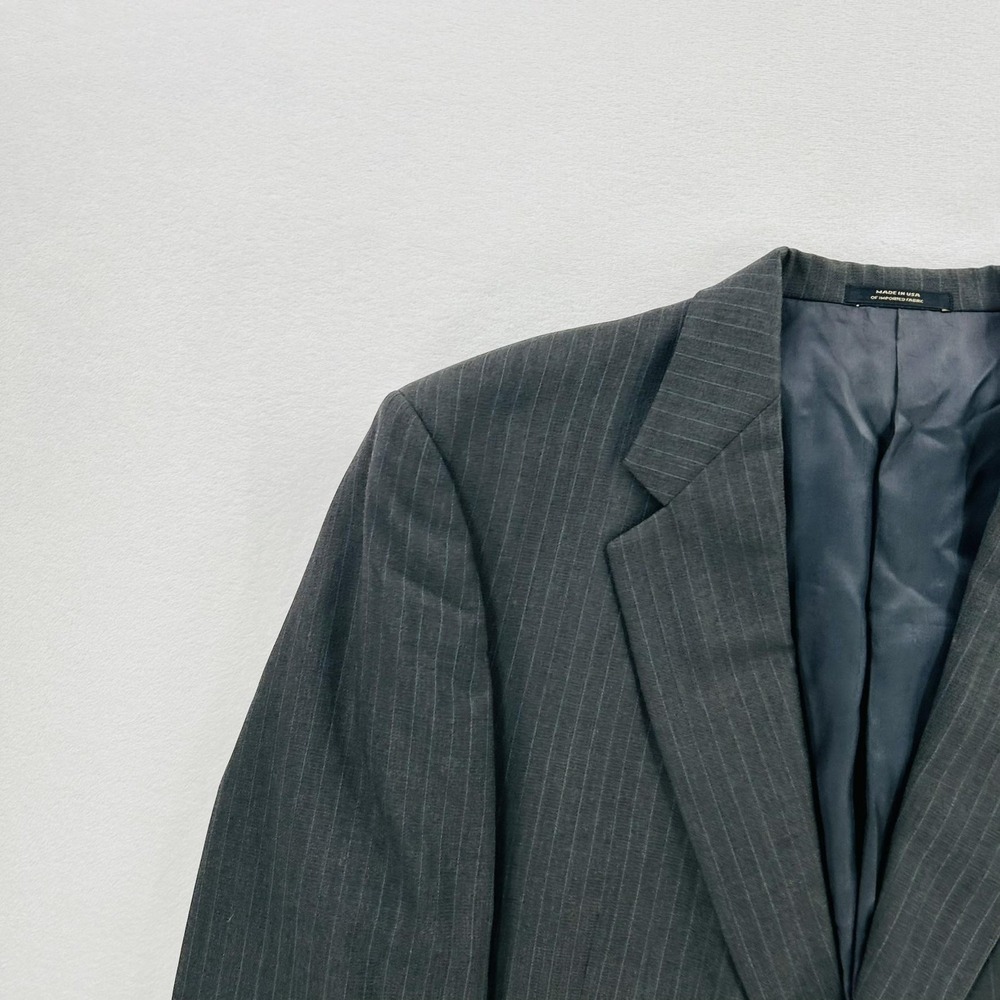 Hart Schaffner Marx Suit Jacket Mens 44R Gray Pinstripe Classic Fit Two Button - Picture 8 of 16